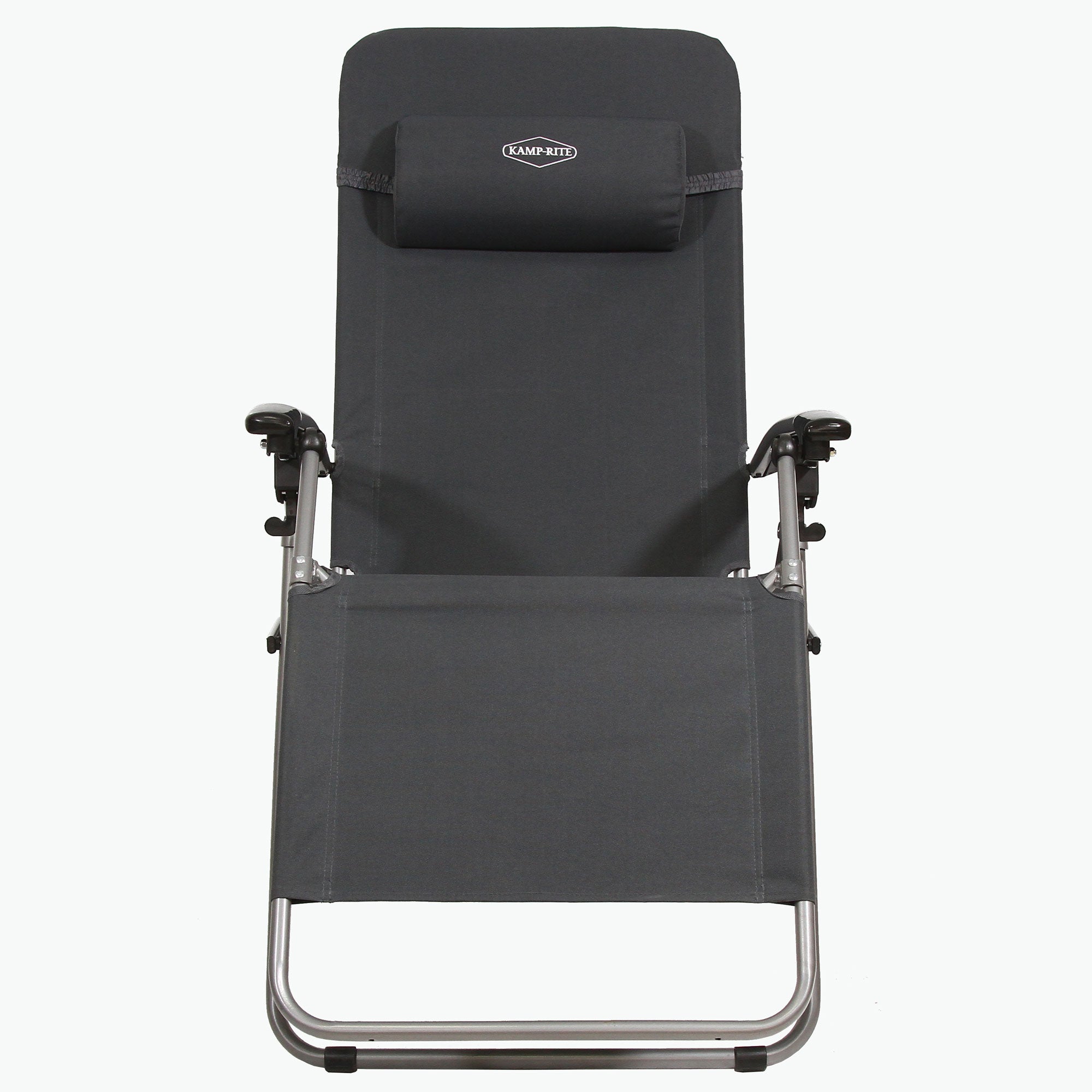 Kamp-Rite Folding Reclining Zero Gravity Chair w/Headrest Pillow, Black (2 Pack)