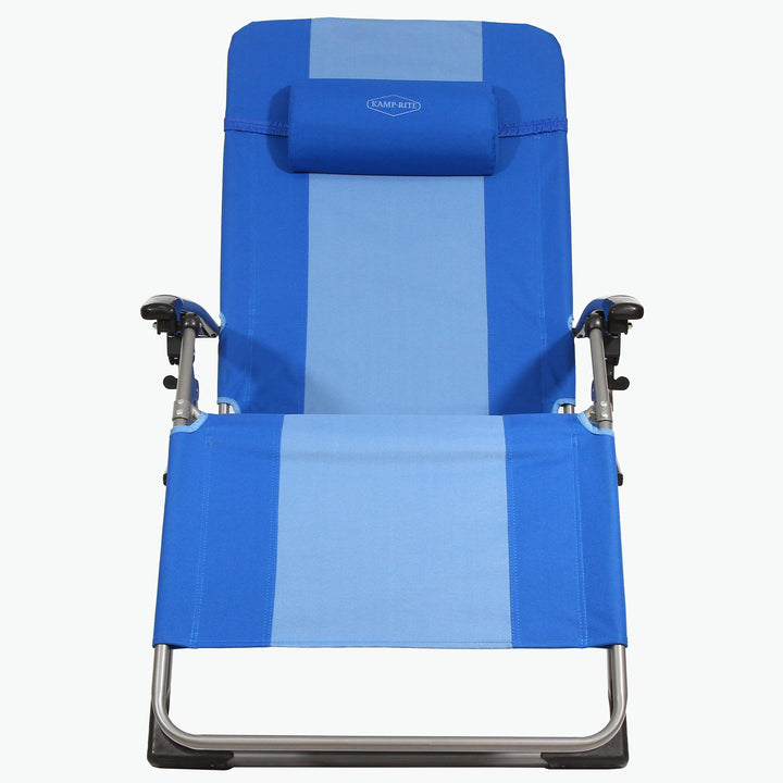 Kamp-Rite Outdoor Folding Reclining Zero Gravity Chair w/Headrest Pillow, Blue