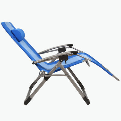 Kamp-Rite Camping Beach Patio Oversized Anti Gravity Folding Chair, Blue (Used) - VMInnovations