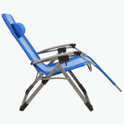 Kamp-Rite Camping Beach Patio Oversized Anti Gravity Folding Chair, Blue (Used) - VMInnovations
