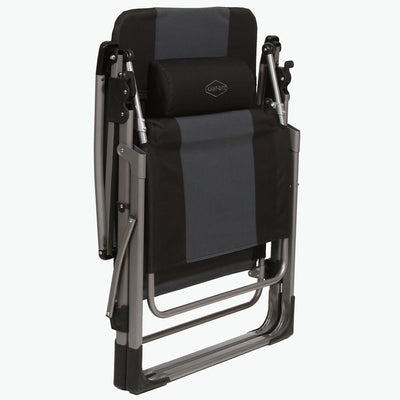Kamp-Rite Outdoor Folding Recliner Zero Gravity Chair w/Head Pillow, Gray/Black