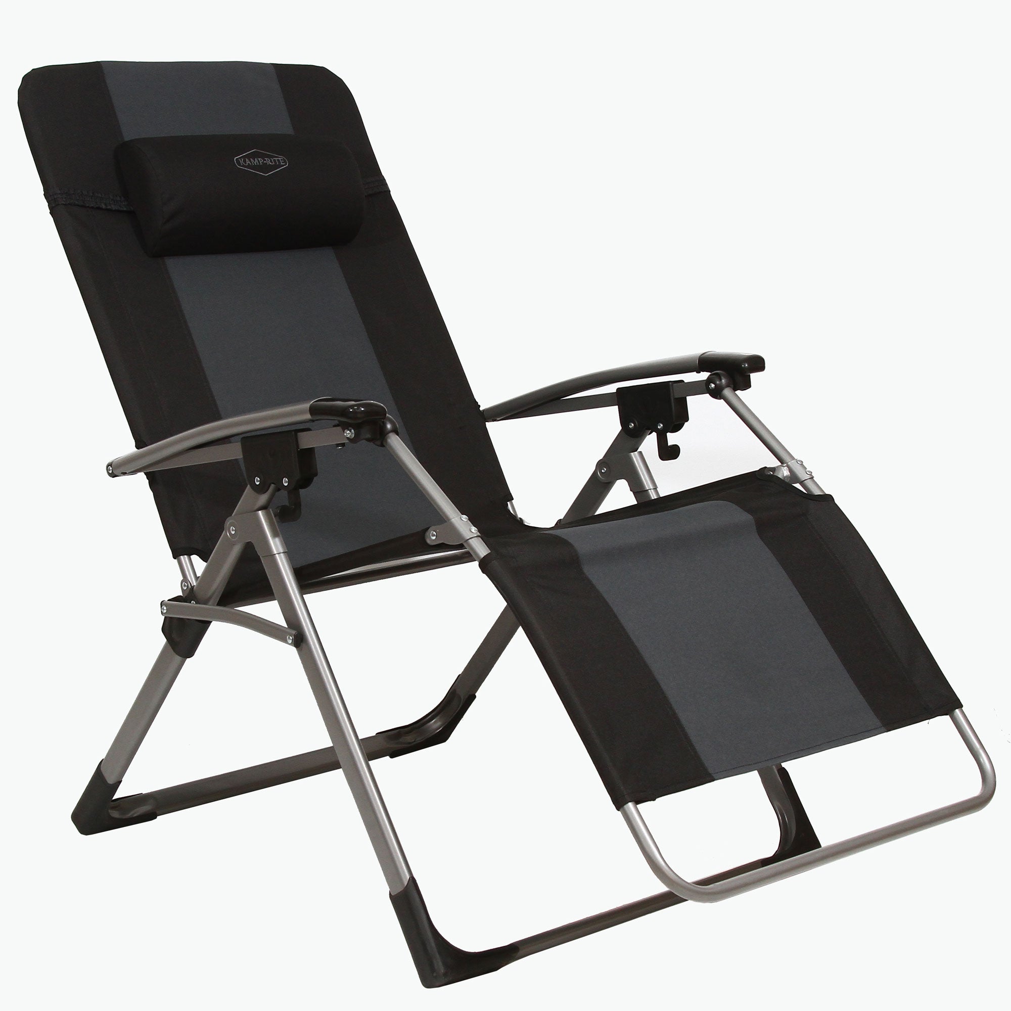 Kamp-Rite KAMPAC188 Oversized Anti Gravity Folding Beach Chair, Black (2 Pack)