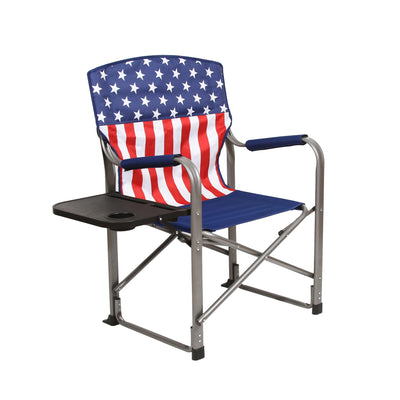 Kamp-Rite Tailgating Folding Directors Chair w/ Side Table, USA Flag (For Parts)