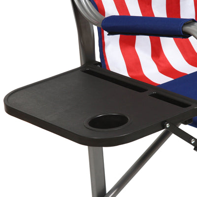 Kamp-Rite Portable Director's Camp Chair with Side Table & Cup Holder, USA Flag