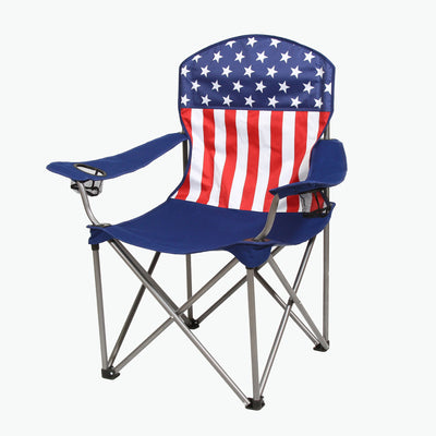 Kamp-Rite Folding Outdoor Camping Beach Chair with Cupholders, USA Flag (2 Pack)
