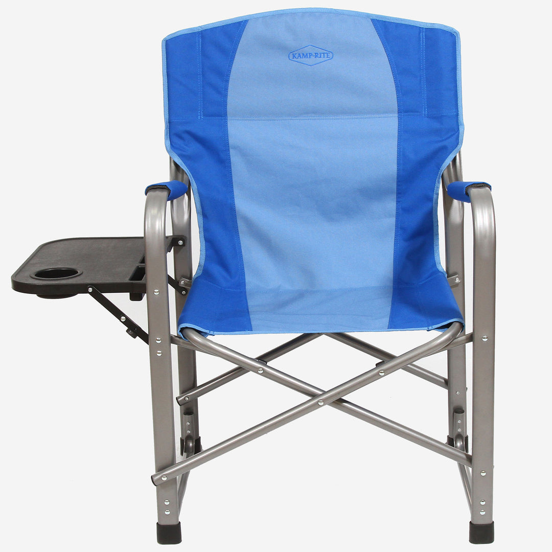 Kamp-Rite Director's Chair Camping Folding Chair with Side Table, Blue (Used)