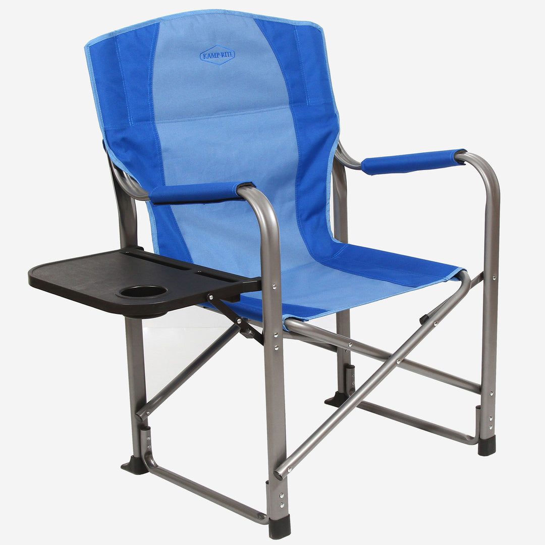 Kamp-Rite Director's Chair Camping Folding Chair with Side Table, Blue (Used)