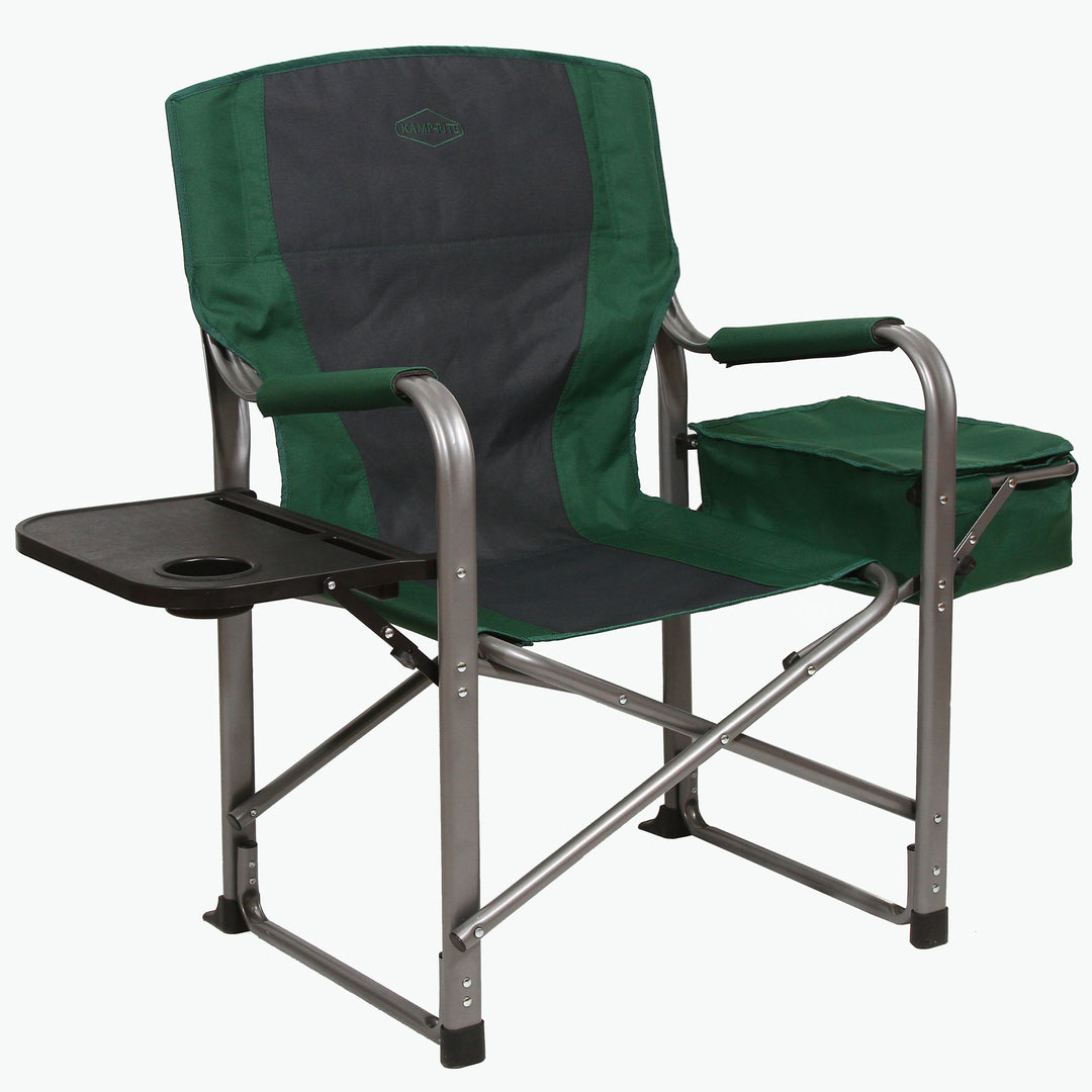 Kamp-Rite Portable Director's Chair with Cooler, Cup Holder, & Side Table, Green