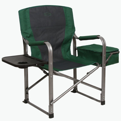 Kamp-Rite Director Portable Lounge Chair w/ Cooler & Side Table, Green (2 Pack) - VMInnovations