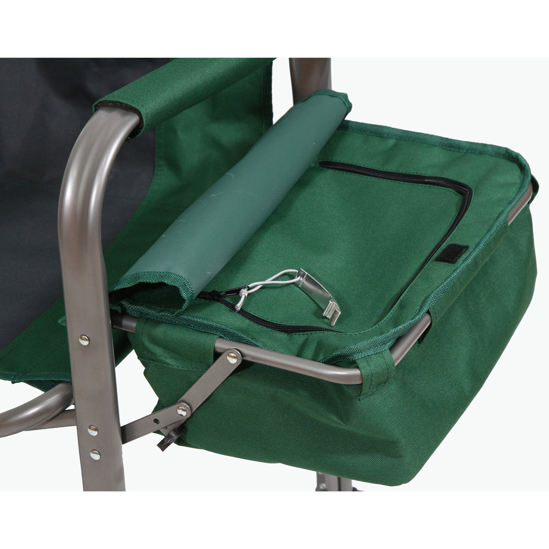 Kamp-Rite Portable Director's Chair with Cooler, Cup Holder, & Side Table, Green