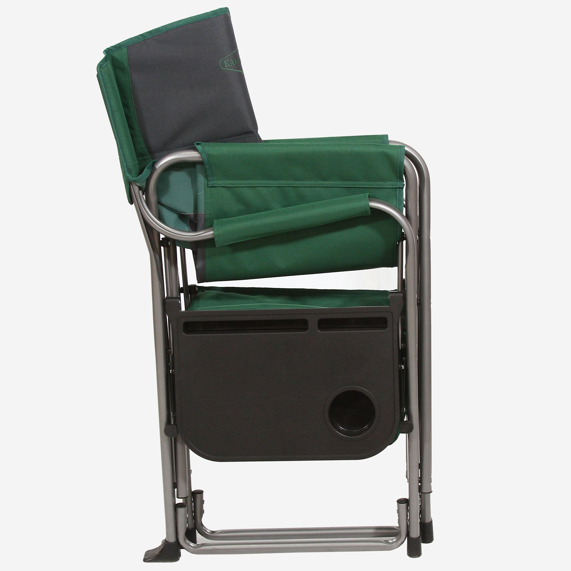 Kamp-Rite Portable Director's Chair with Cooler, Cup Holder, & Side Table, Green - VMInnovations