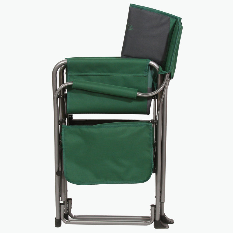 Kamp-Rite Director Portable Lounge Chair w/ Cooler & Side Table, Green (2 Pack)