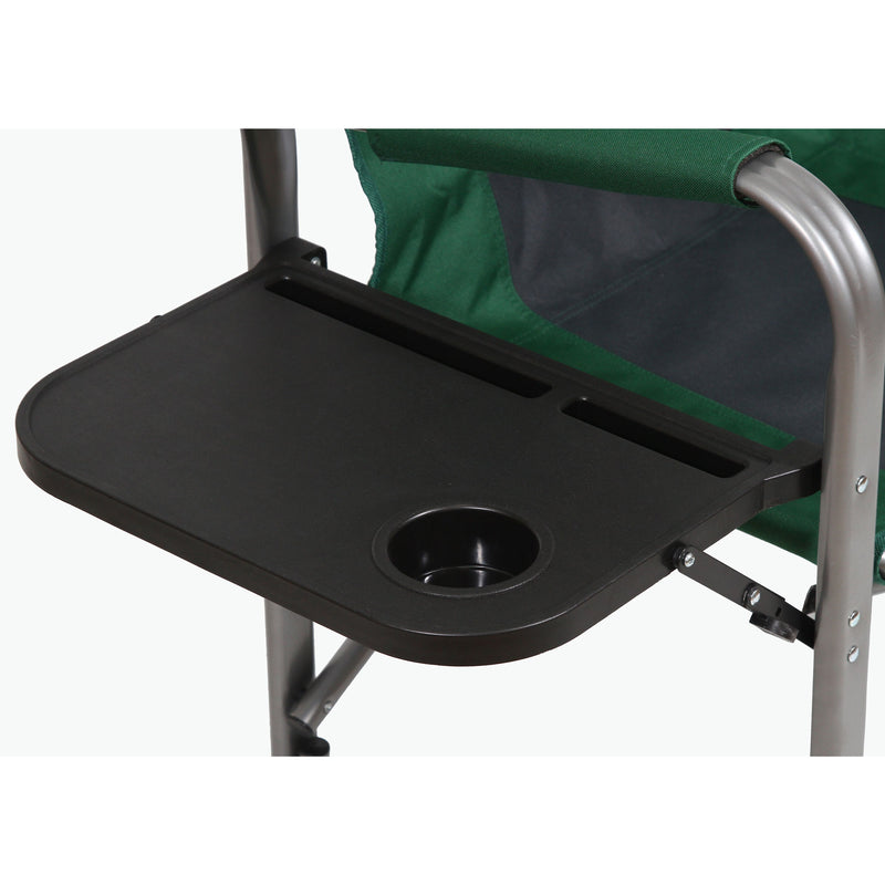 Kamp-Rite Director Portable Lounge Chair w/ Cooler & Side Table, Green (2 Pack)