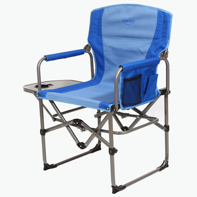 Kamp-Rite Compact Director's Chair with Side Table and Organizer, Blue (2 pack)