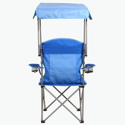 Kamp-Rite Portable Folding Quad Camp Chair w/Shade Canopy & 2 Cupholders, Blue - VMInnovations
