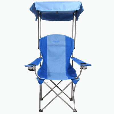 Kamp-Rite Portable Folding Quad Camp Chair w/Shade Canopy & 2 Cupholders, Blue - VMInnovations