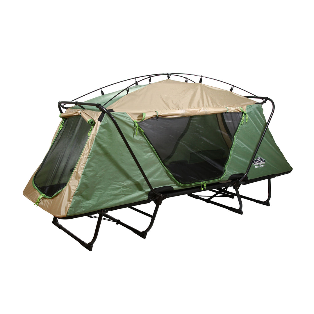 Kamp-Rite Oversize Portable Versatile Cot, Chair, & Tent, Green/Tan (2 Pack)