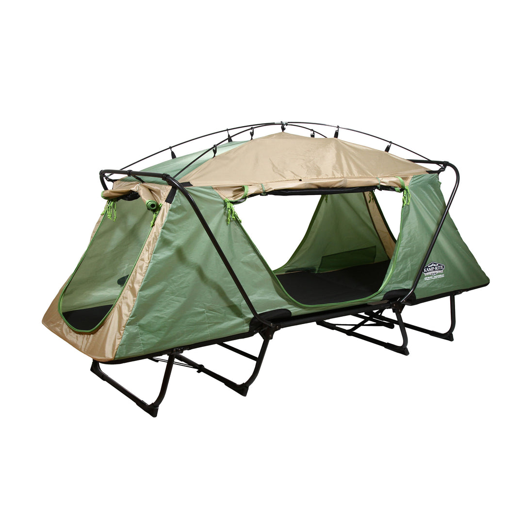 Kamp-Rite Oversize Portable Versatile Cot, Chair, & Tent, Green/Tan (2 Pack)