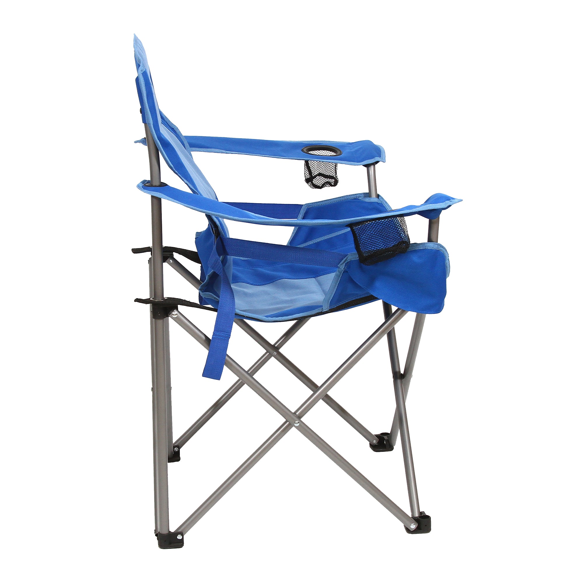 Kamp Rite Padded Folding Camp Chair w/Lumbar Support & Cupholders, Blue (2 Pack) - VMInnovations