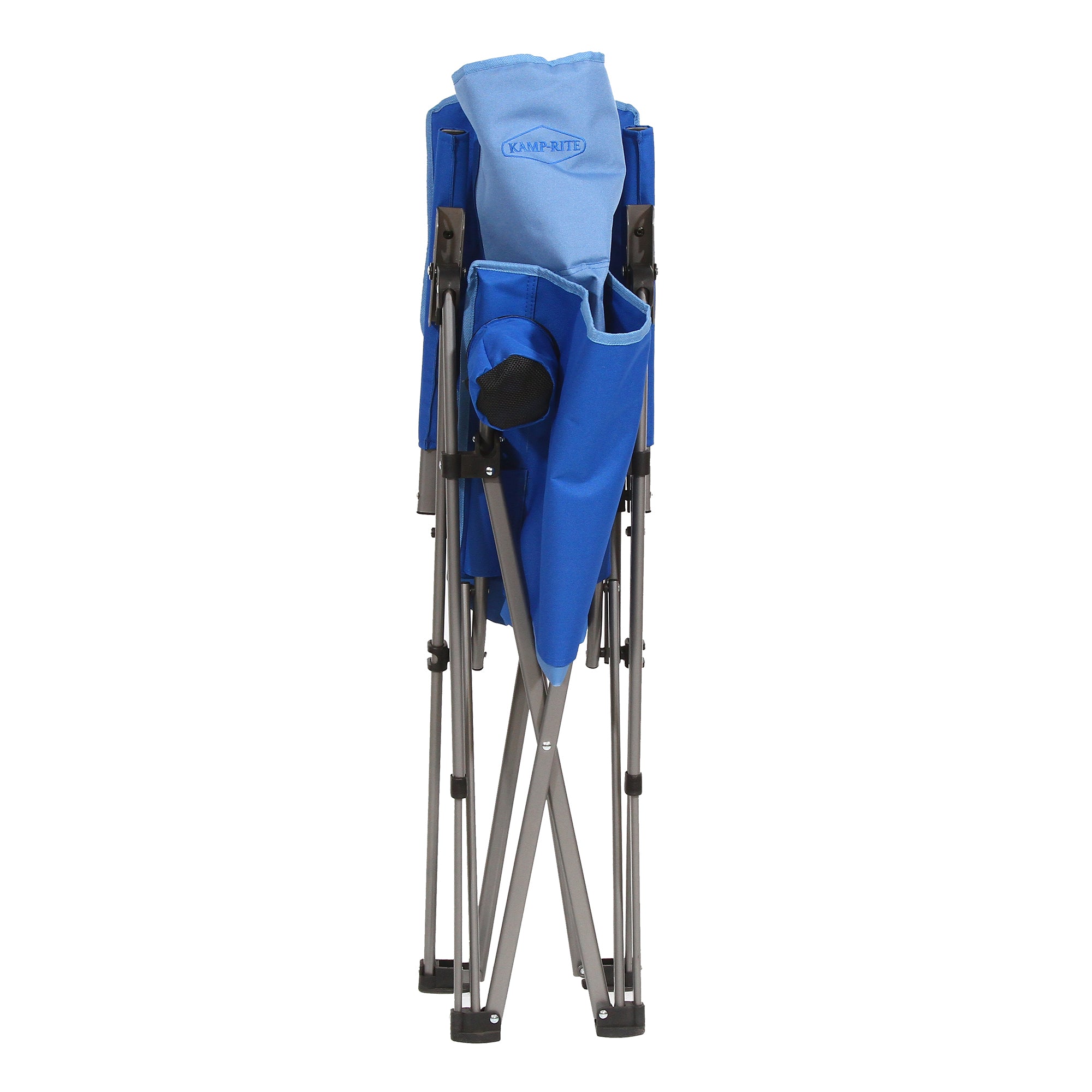 Kamp-Rite 3 Position Reclining Folding Camp Chair with Cupholder, Blue (2 Pack)