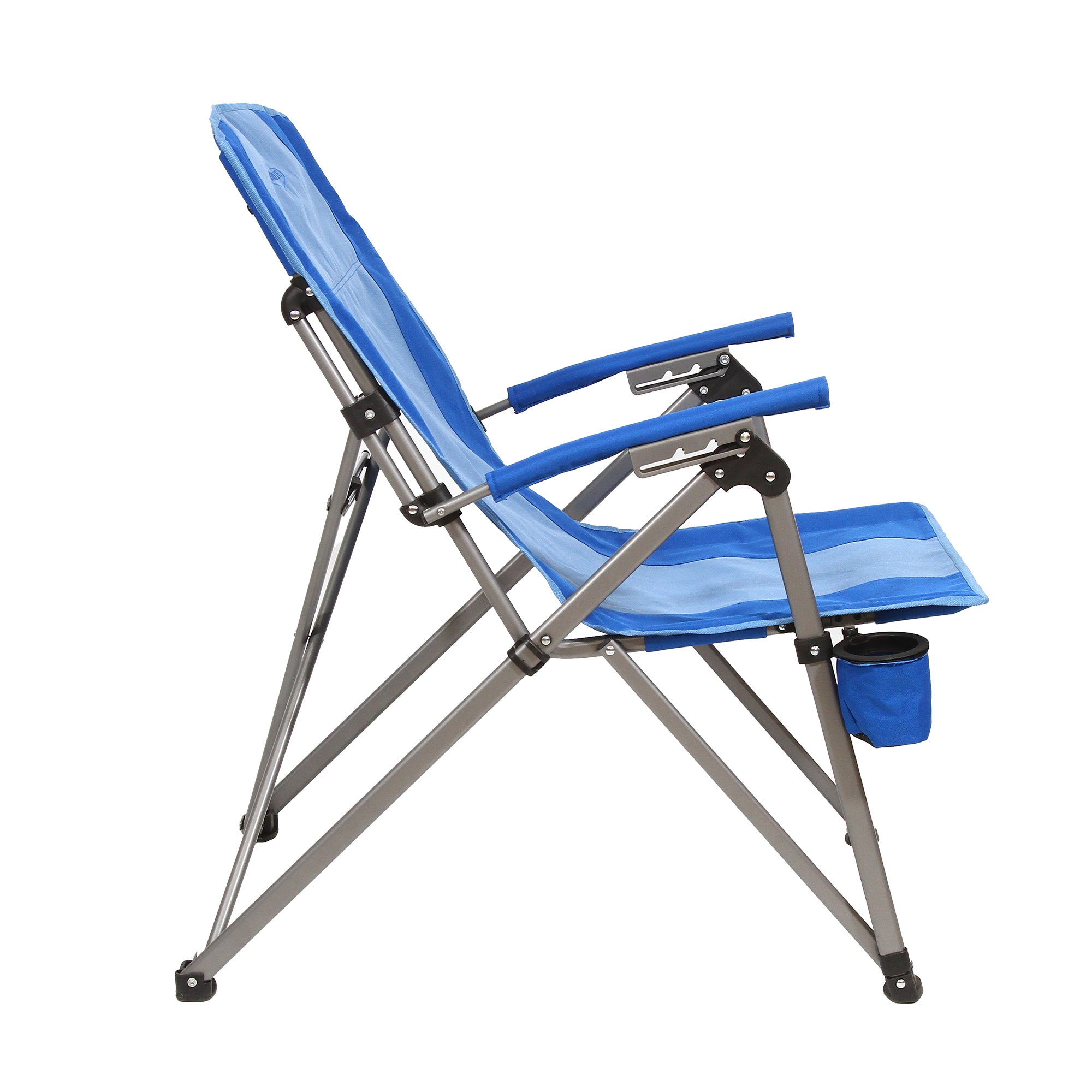 Kamp-Rite 3 Position Reclining Folding Camp Chair with Cupholder, Blue (2 Pack)