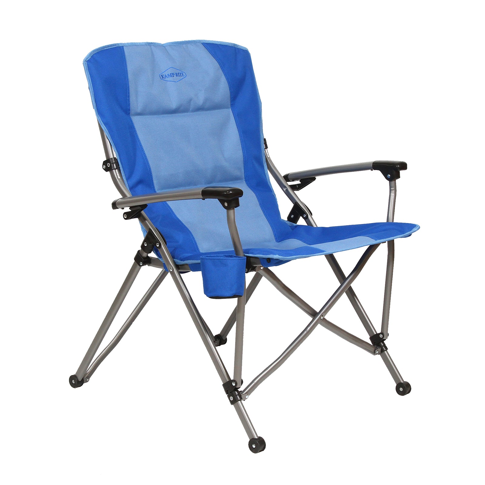Kamp-Rite Padded Hard Arm Camp Folding Chair with Cupholder, Blue (Used) - VMInnovations