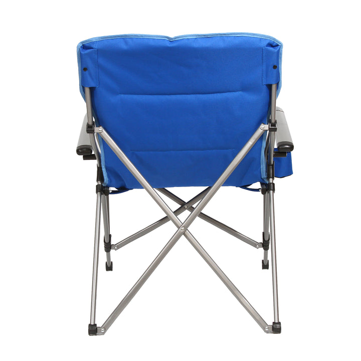 Kamp-Rite Padded Hard Arm Camp Folding Chair with Cupholder, Blue (Open Box) - VMInnovations