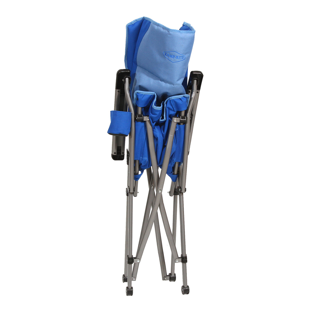 Kamp-Rite Padded Hard Arm Camp Folding Chair with Cupholder, Blue (Open Box) - VMInnovations