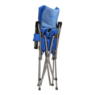 Kamp-Rite Padded Hard Arm Camp Folding Chair with Cupholder, Blue (Open Box) - VMInnovations