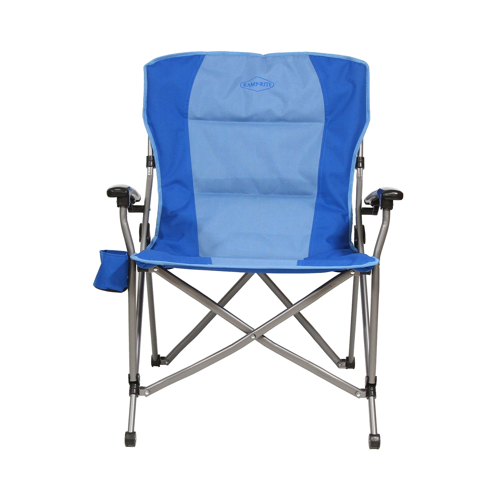 Kamp-Rite Padded Hard Arm Camp Folding Chair with Cupholder, Blue (Open Box) - VMInnovations