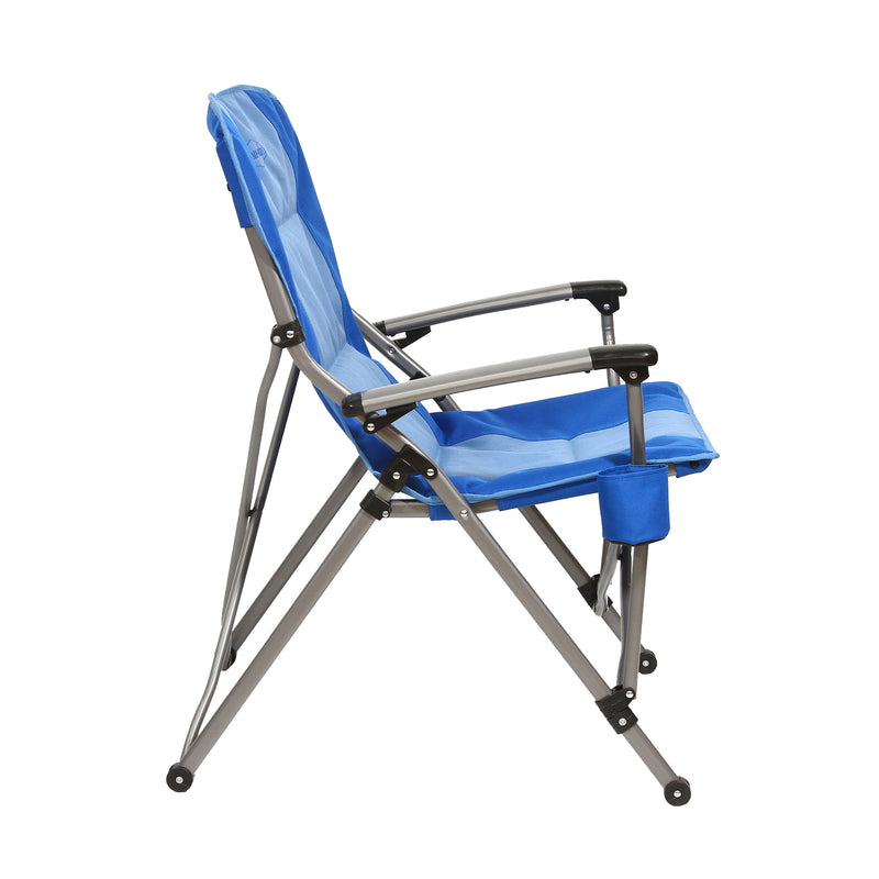 Kamp-Rite Folding Padded Outdoor Camping Chair w/Cupholder & Hard Arms, Blue