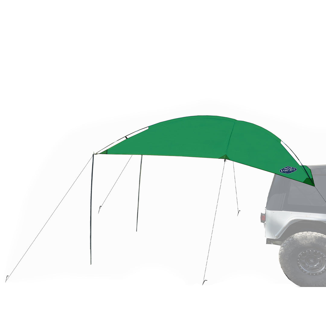 Kamp-Rite Outdoor Shade Camping Awning for SUV Sport Vehicle & Carry Bag, Green