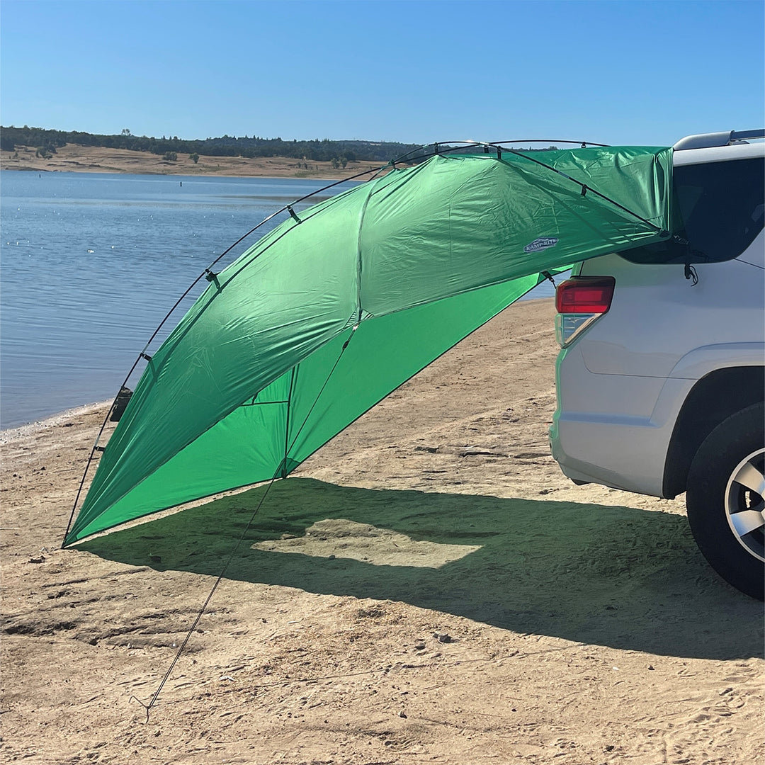 Kamp-Rite Outdoor Shade Camping Awning for SUV Sport Vehicle & Carry Bag, Green