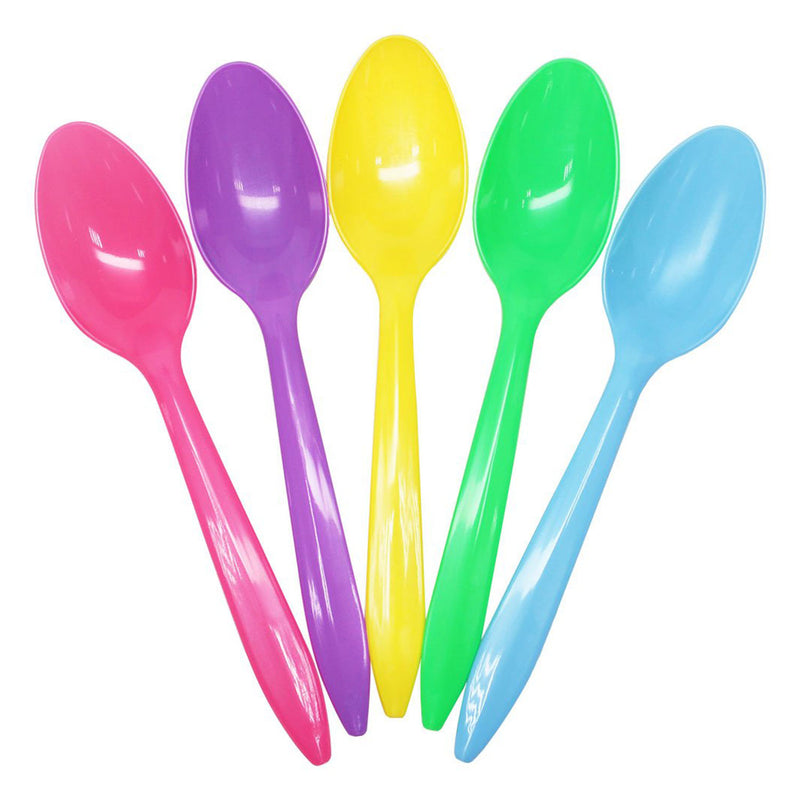 Karat Plastic Disposable Cafe Tea Spoons, Rainbow (Pack of 1,000) (Open Box)