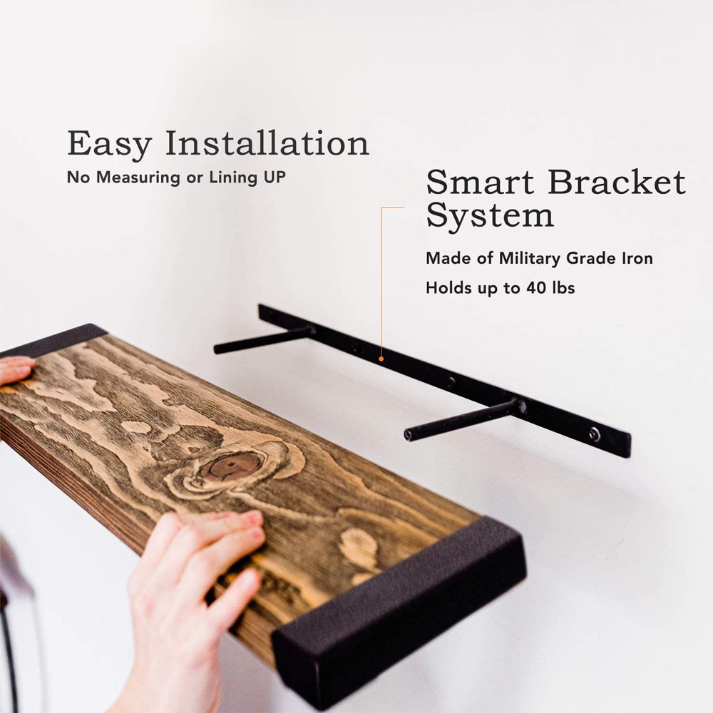 Willow & Grace Floating Shelves - Easily Mounted | Natural (24" Set of 2) (Used) - VMInnovations