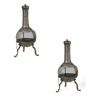 Kay Home Products Sonora Outdoor Wood Burning Metal Chimenea Fireplace (2 Pack) - VMInnovations