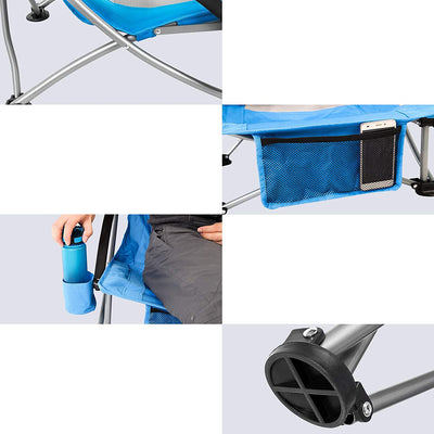 KingCamp Beach Camping Folding Lounge Chair w/ Mesh Back & Foam Arm Rest, Blue