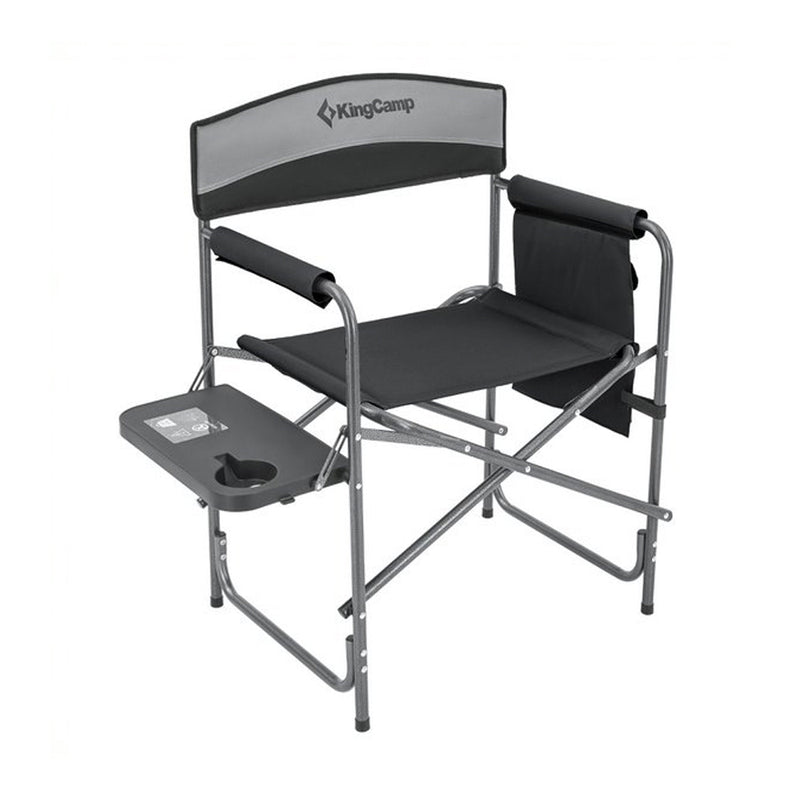 KingCamp Camping Folding Chair w/ Side Table and Storage Pocket, Grey (Open Box)