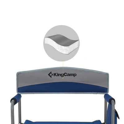 KingCamp Folding Chair w/ Side Table & Storage Pocket, Navy/Gray (Open Box)