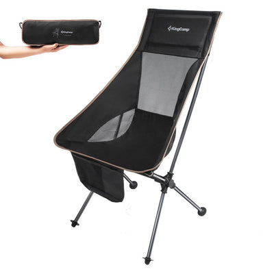KingCamp High Back Portable Camping Folding Chair w/ Carry Bag, Black (Used)