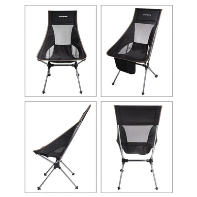 KingCamp High Back Portable Camping Folding Chair w/ Carry Bag, Black (Open Box)
