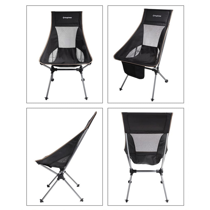 KingCamp High Back Portable Camping Folding Chair w/ Carry Bag, Black (Used)