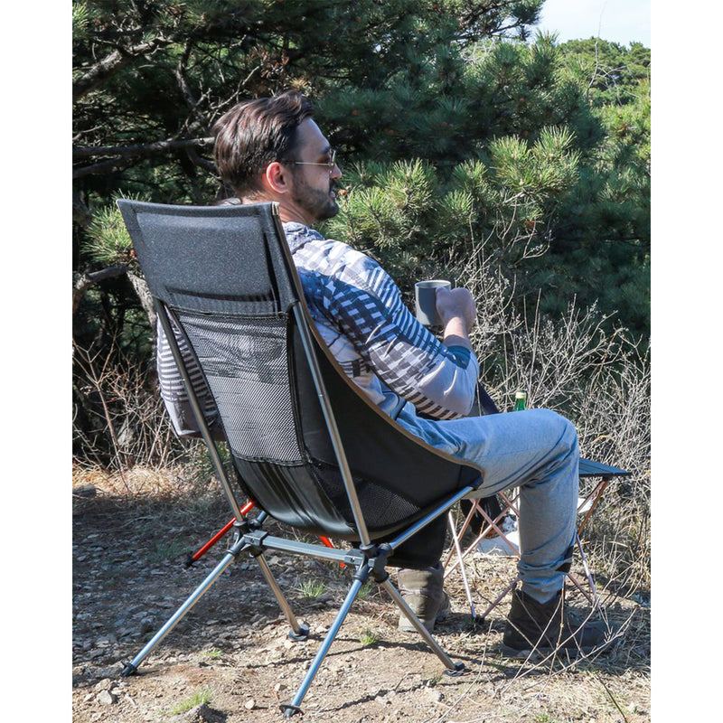 KingCamp High Back Portable Camping Folding Chair w/ Carry Bag, Black (Open Box)