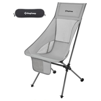KingCamp High Back Portable Camping Folding Chair w/ Carry Bag, Gray (Open Box)