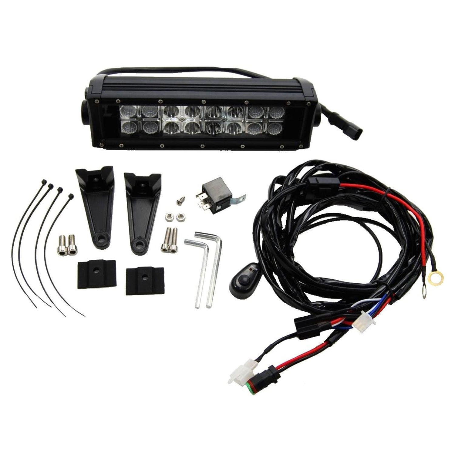 KC HiLiTES 10" C10 LED Car Light Bar Kit w/ Wiring Harness & Mounting Brackets