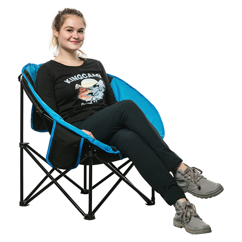 KingCamp Indoor/Outdoor Saucer Lounge Camping & Room Chair, Black/Blue(Open Box) - VMInnovations