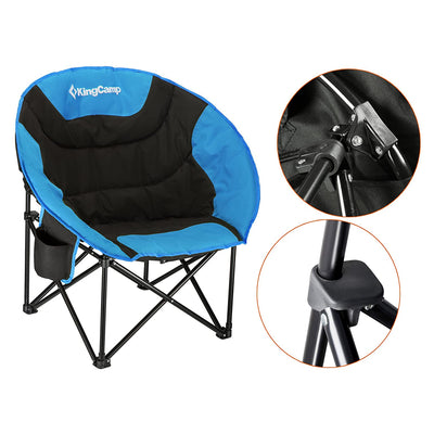 KingCamp Foldable Indoor/Outdoor Saucer Lounge Camping & Room Chair, Black/Blue - VMInnovations