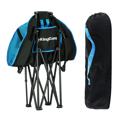 KingCamp Foldable In/Out Lounge Camping & Room Chair, Black/Blue (Open Box)
