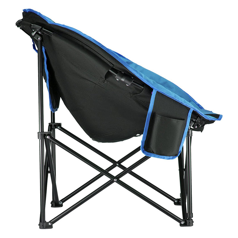 Foldable Indoor/Outdoor Saucer Lounge Camping & Room Chair, Black/Blue (Used)