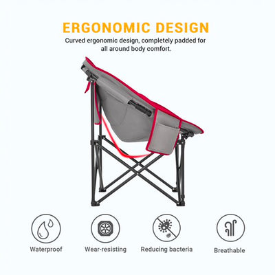 KingCamp Foldable Indoor/Outdoor Saucer Lounge Chair, Red/Grey (Used)